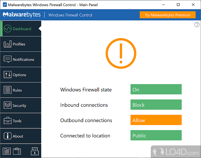 Rapidly access Windows Firewall settings, create rules for each installed program (allow - Screenshot of Windows Firewall Control