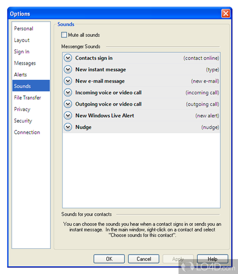 Windows Live Messenger: User interface - Screenshot of Windows Live Messenger