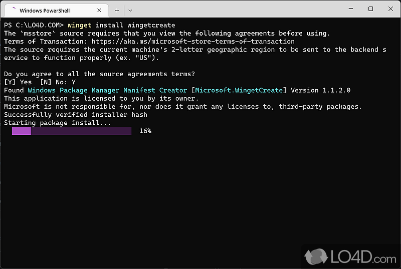 Installation, usage, and prerequisites - Screenshot of Windows Package Manager