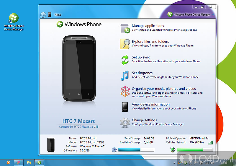 Windows Phone Device Manager screenshot
