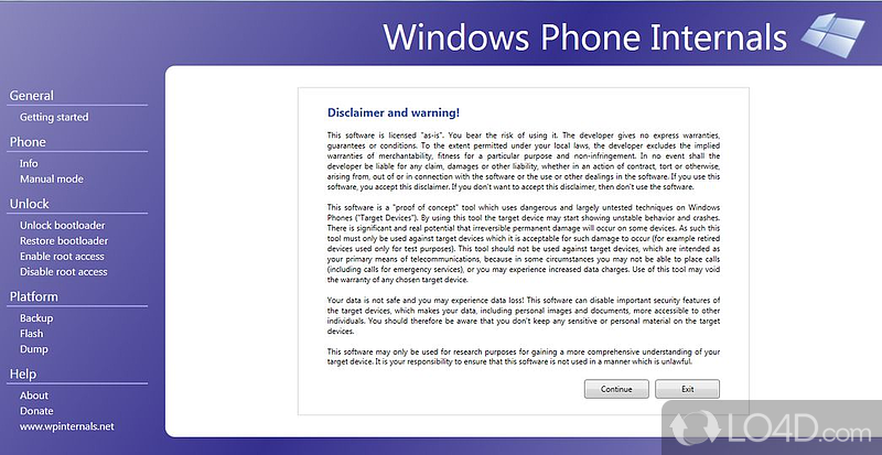 Switch the phone to various manual modes - Screenshot of Windows Phone Internals