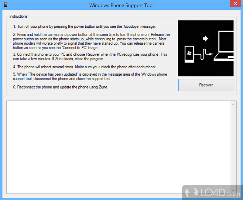 Fix various problems with Windows Phone 7 updates by using a tool that can trace errors - Screenshot of Windows Phone Support Tool