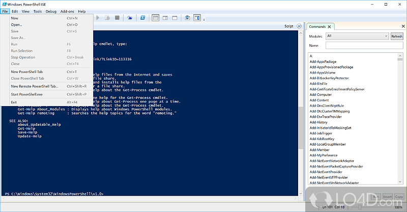 Use debugging capabilities and create automation scripts - Screenshot of Windows PowerShell