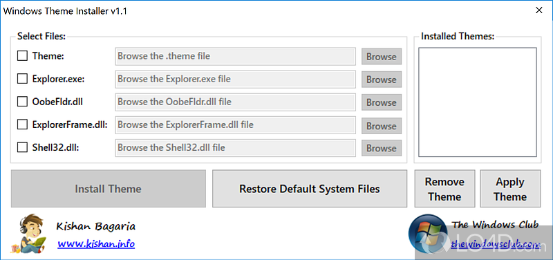 Install Windows & Vista themes easily - Screenshot of Windows Theme Installer