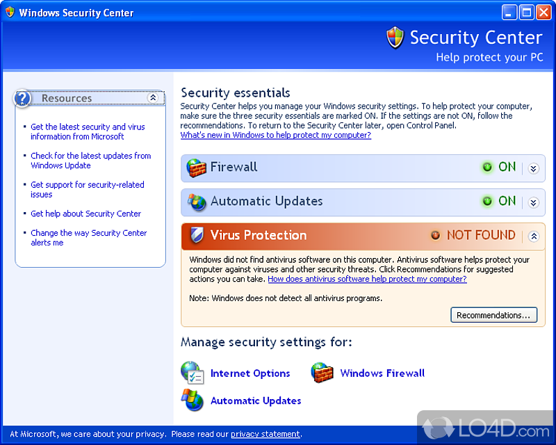 Windows Service Pack 3 - Screenshot of Windows XP SP3