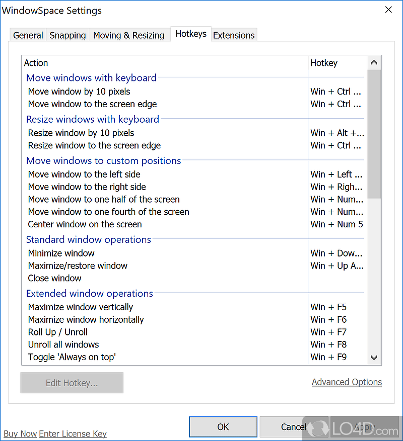 Low resource consumption - Screenshot of WindowSpace