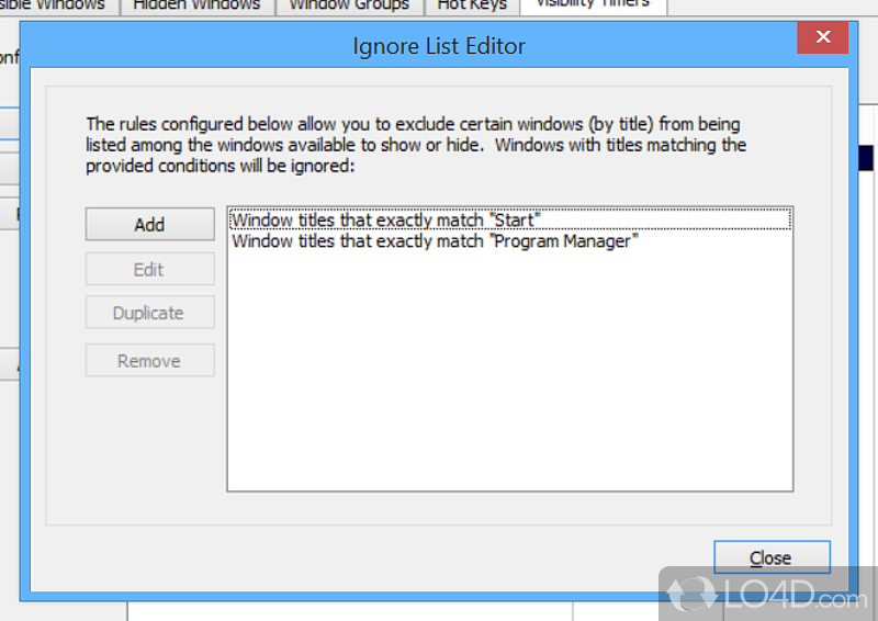WindowTangler: User interface - Screenshot of WindowTangler