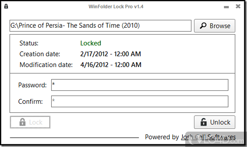 WinFolder Lock Pro screenshot