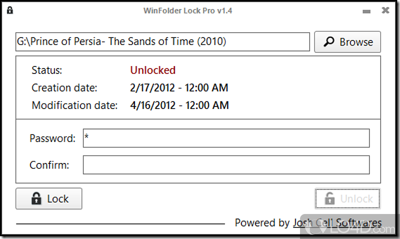 WinFolder Lock Pro screenshot