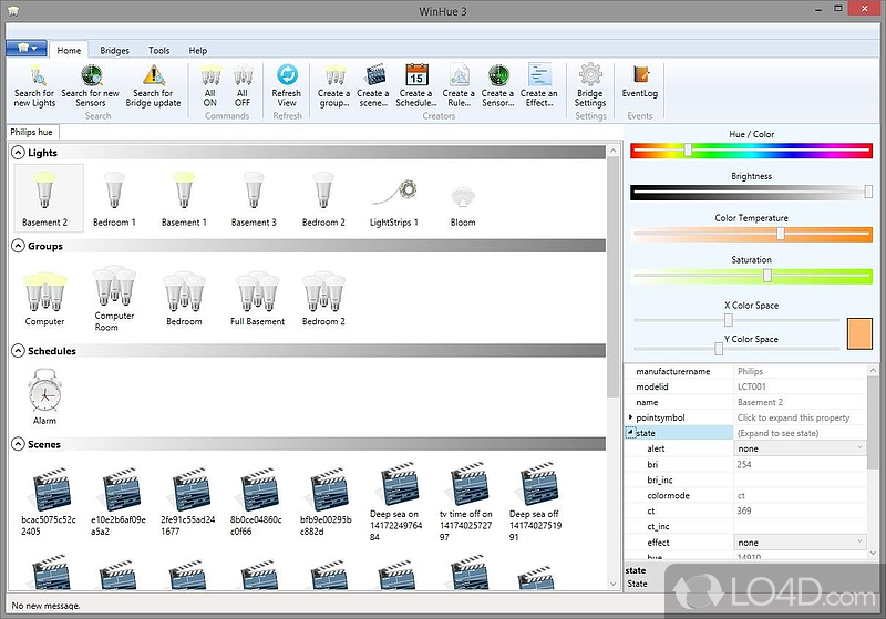 Control the Philips Hue system in house using the PC - Screenshot of WinHue