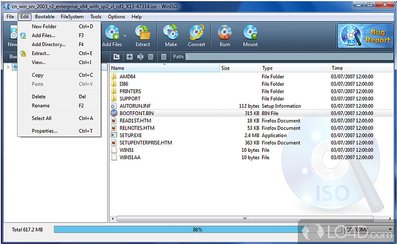CD/DVD/Blu-ray image file utility tool - Screenshot of WinISO