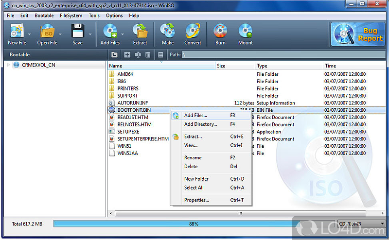 ISO image-editing software for BIN & ISO needs - Screenshot of WinISO