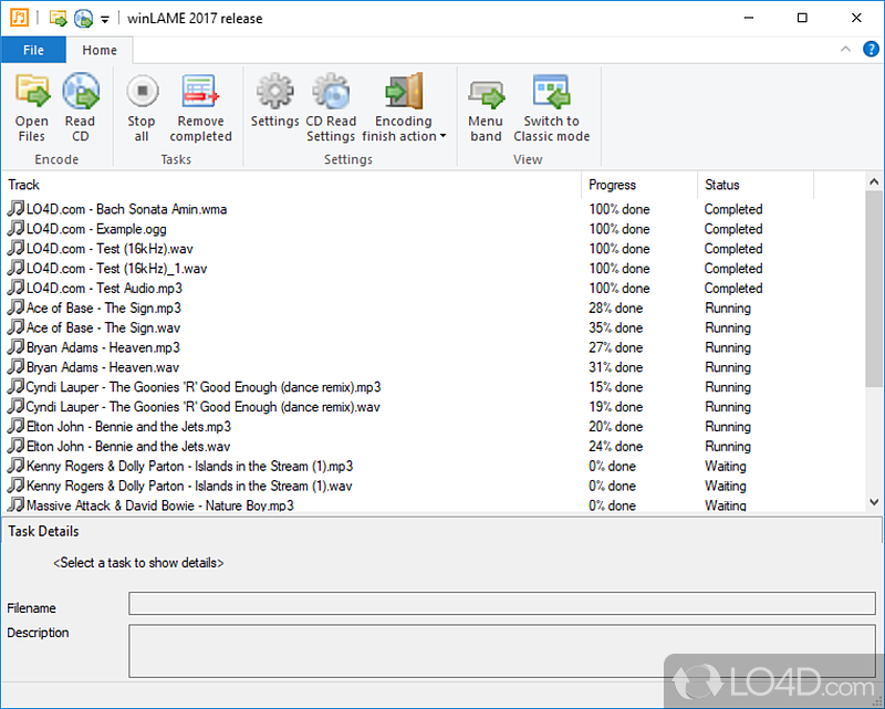 Audio file encoding software based on LAME with MP3 - Screenshot of winLAME