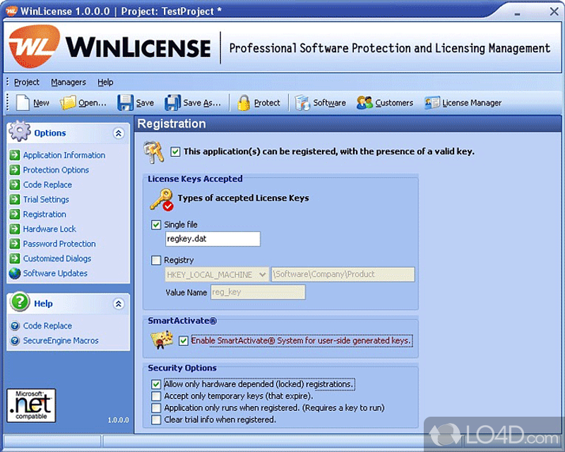 Multiple protection algorithms to apply - Screenshot of WinLicense