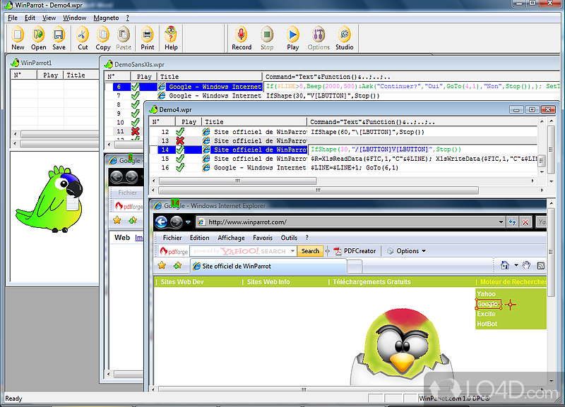 Tool which can record actions on the screen and repeat them - Screenshot of WinParrot