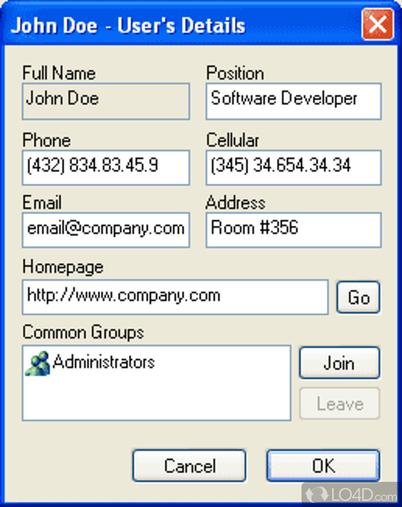 LAN Messenger: User interface - Screenshot of LAN Messenger