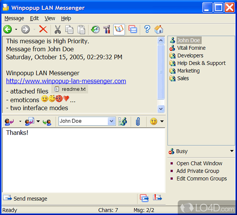 A versatile messaging and chat tool - Screenshot of LAN Messenger