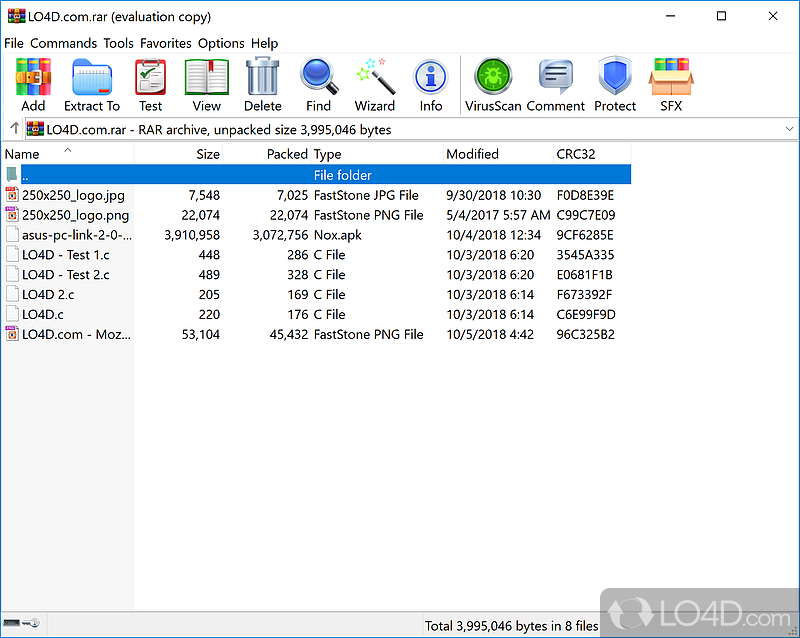 Quality compression and multiple disk spanning - Screenshot of WinRAR