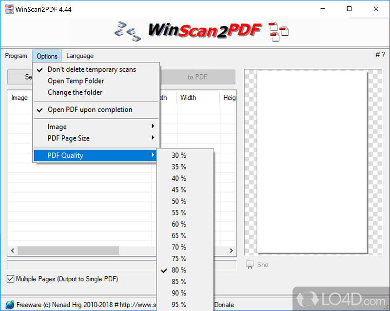 Save the scanned documents into PDF - Screenshot of WinScan2PDF
