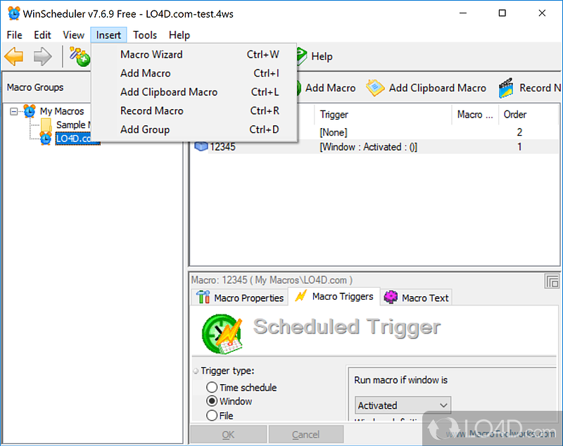 WinScheduler Free: User interface - Screenshot of WinScheduler Free