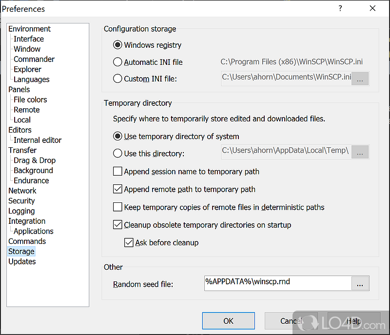 WinSCP: User interface - Screenshot of WinSCP