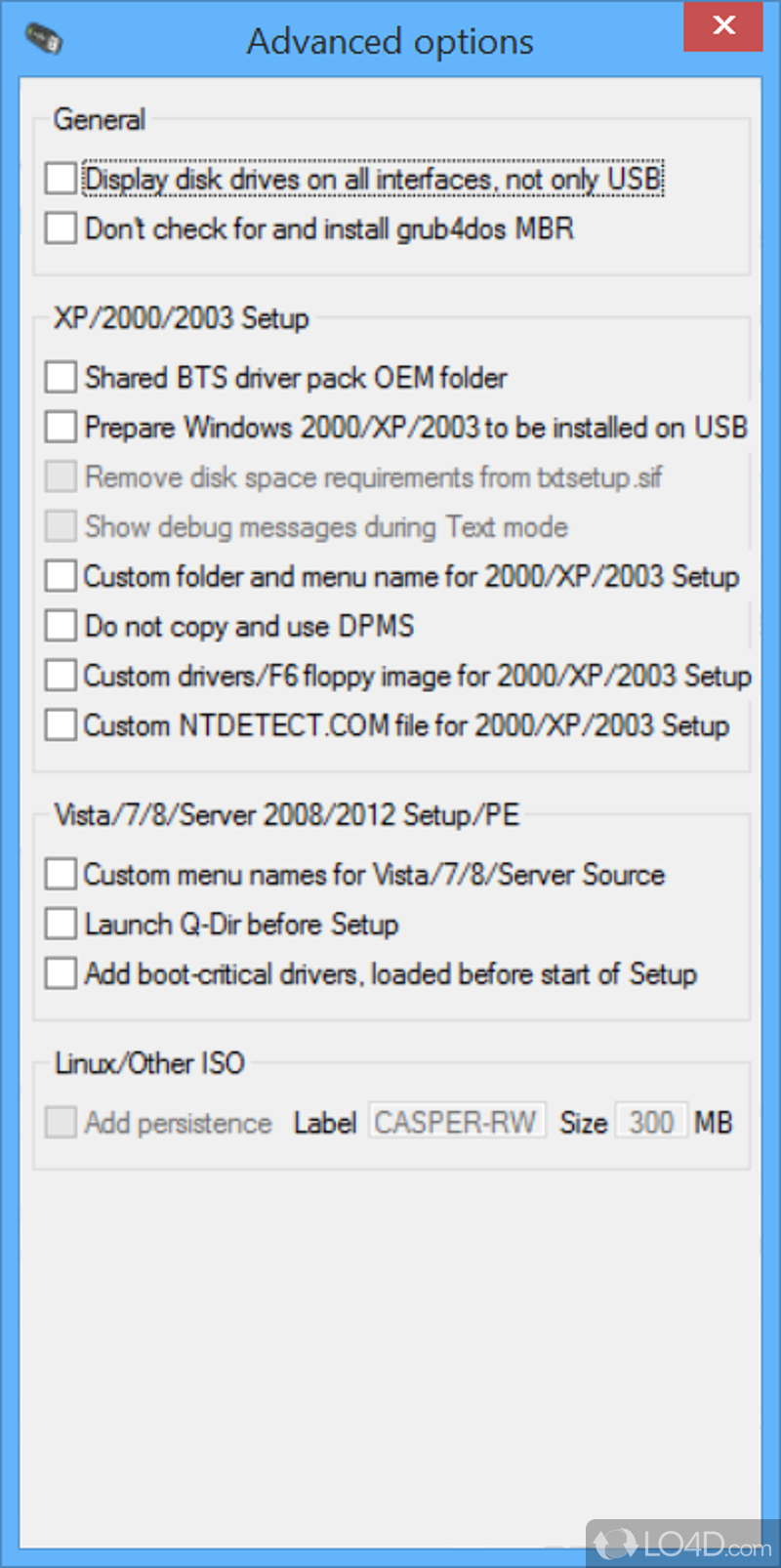Software to install Windows from a USB device - Screenshot of WinSetupFromUSB
