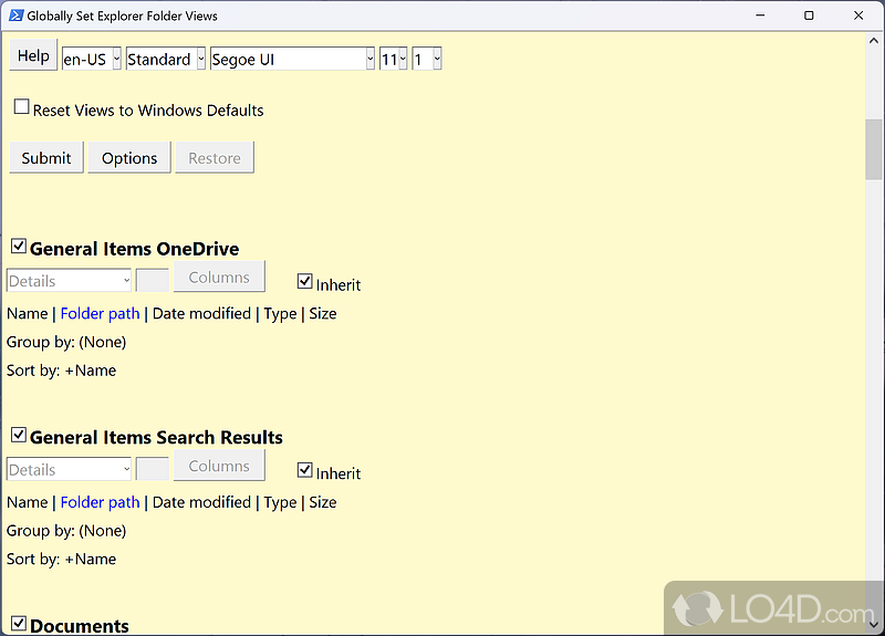 Various list views - Screenshot of WinSetView