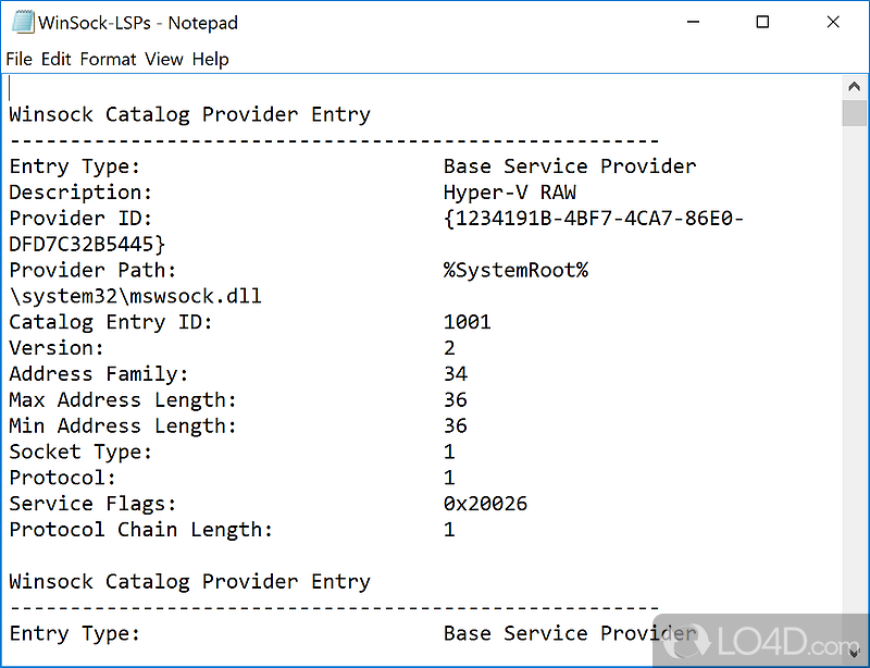 Reset the TCP/IP network settings to Windows defaults - Screenshot of Winsock Repair