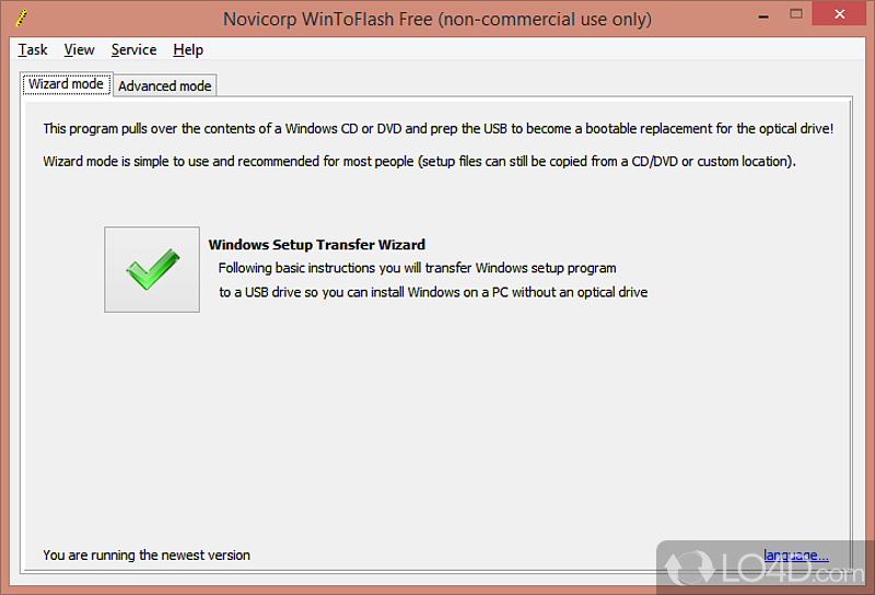 Use USB flash drive to transfer Windows installation packages from CD - Screenshot of WinToFlash