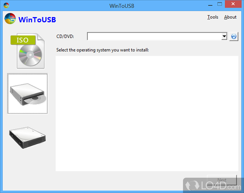Wizard-driven operation for intuitive configuration - Screenshot of WinToUSB
