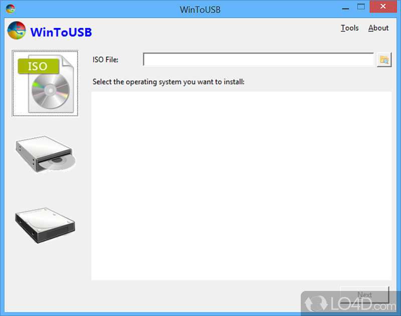 Install Windows directly from an USB drive, using an ISO image - Screenshot of WinToUSB