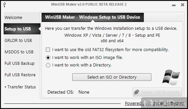 Create bootable USB flash drive - Screenshot of WinUSB Maker