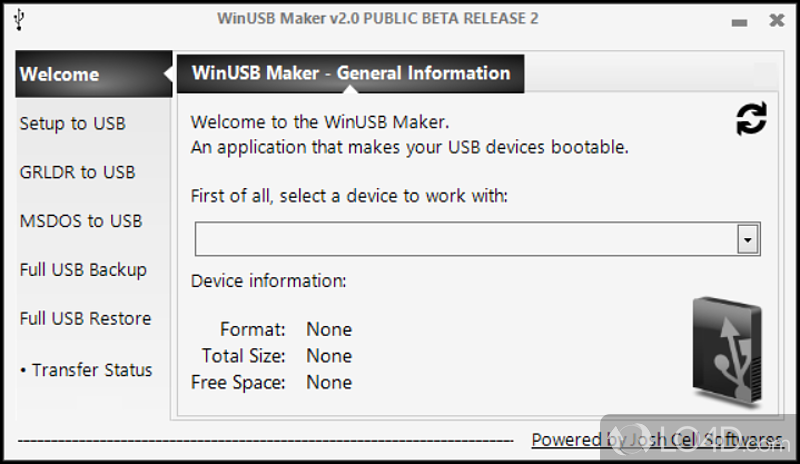 Neatly create bootable USB drives with various versions of Windows - Screenshot of WinUSB Maker