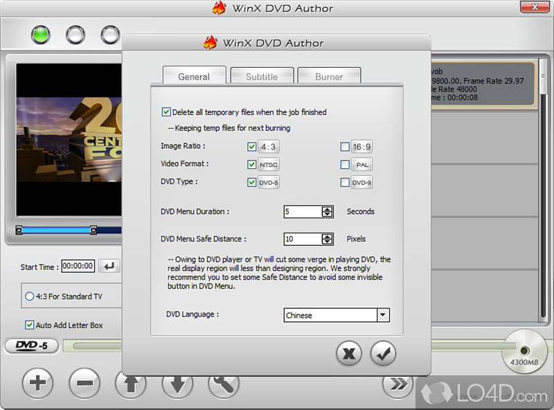 Create and burn home video DVD with DVD chapter menu - Screenshot of WinX DVD Author