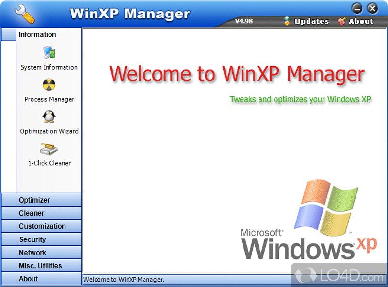 Can be used in order to change a wide range of options regarding to Windows, so as to improve the manner in - Screenshot of WinXP Manager