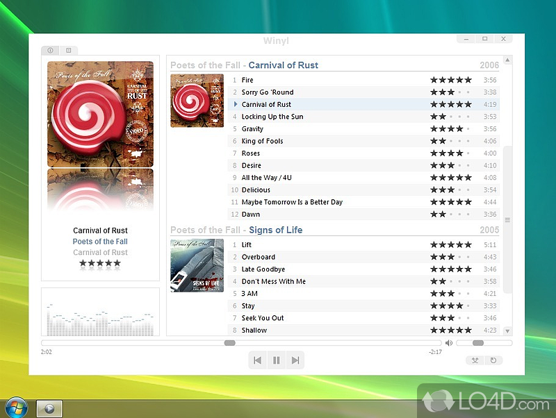 Player for music, audio files - Screenshot of Winyl