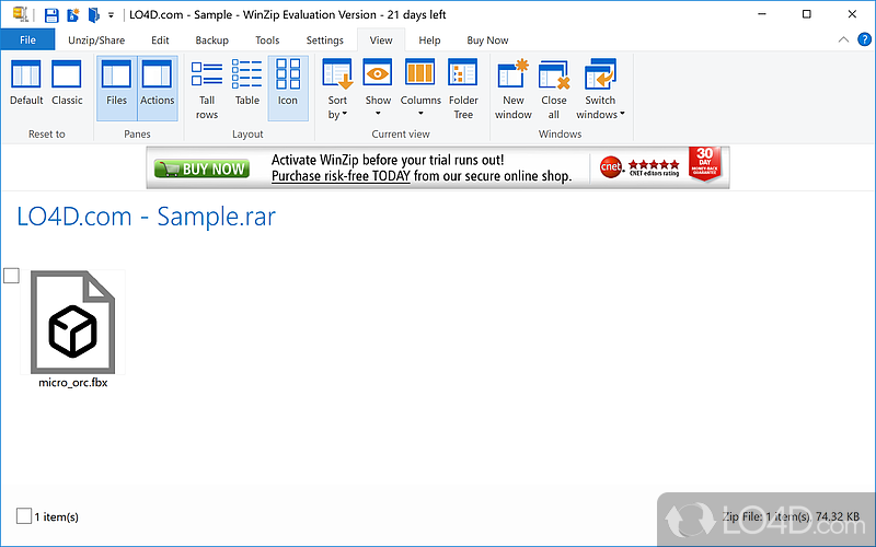 Quick and easy file compression - Screenshot of WinZip
