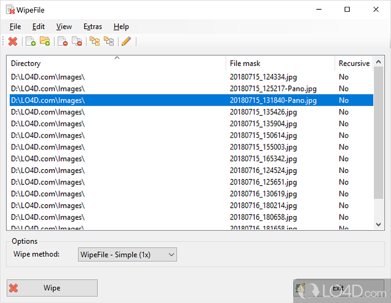 Securely and easily delete files and folders you no longer need using various methods that help you leave no trace behind - Screenshot of WipeFile Portable
