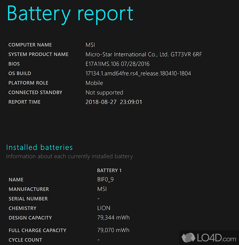 View detailed info about battery - Screenshot of WiRE Battery Lifemeter
