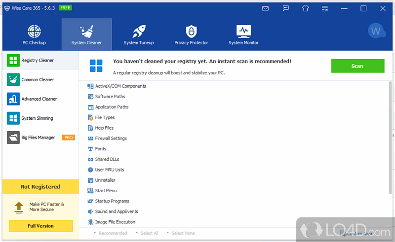 Wise Care 365: Tweak the PC - Screenshot of Wise Care 365
