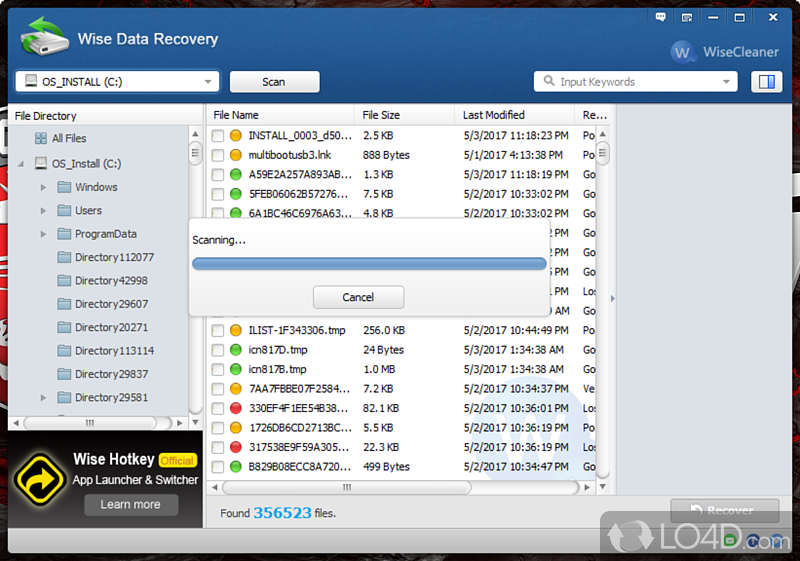 Freeware for Recovering Deleted Data - Screenshot of Wise Data Recovery