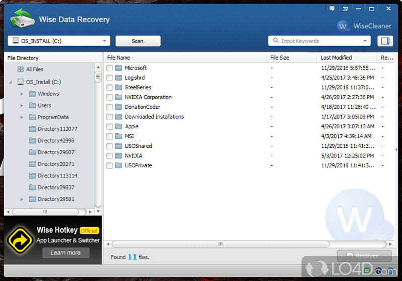 Get back lost files - Screenshot of Wise Data Recovery