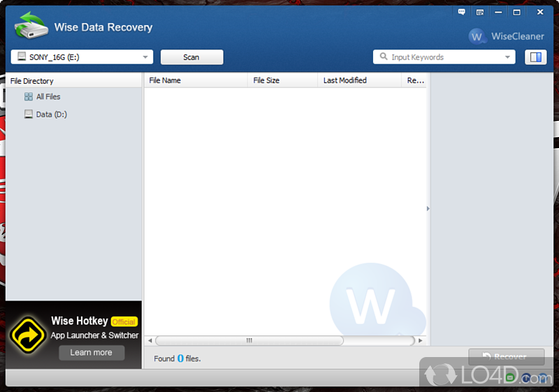 Recover deleted files - Screenshot of Wise Data Recovery