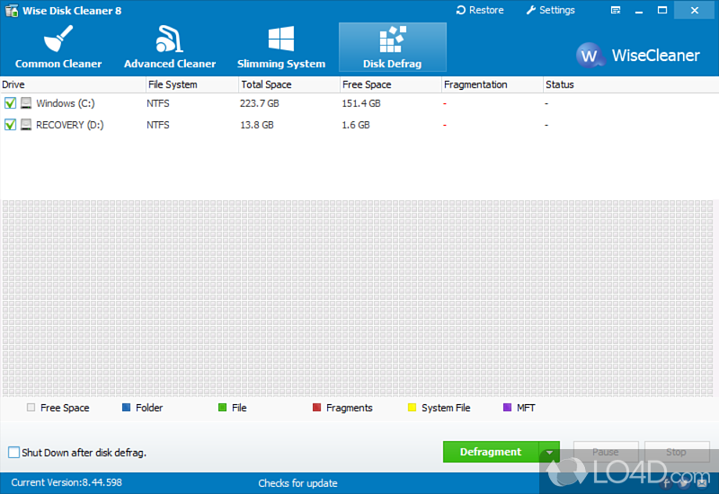 Clean junks of Browsers, remove junk and useless files of Windows - Screenshot of Wise Disk Cleaner Portable