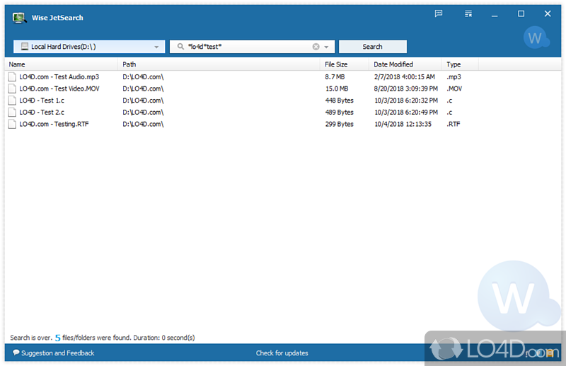 Clear cut software app that enables any type of individual to easily - Screenshot of Wise JetSearch