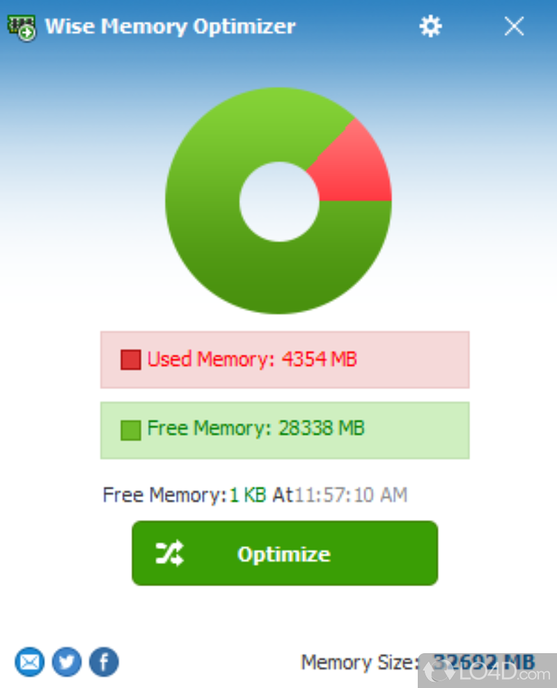 Free and Streamlined Memory Optimiser for Personal Computers - Screenshot of Wise Memory Optimizer