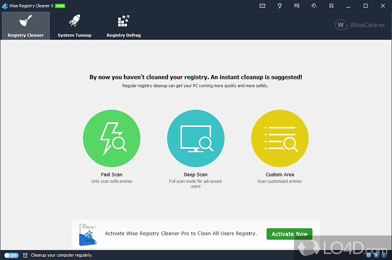 Optimize computer's performance, the Windows registry - Screenshot of Wise Registry Cleaner Free