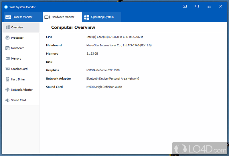 Keep an eye on all processes - Screenshot of Wise System Monitor