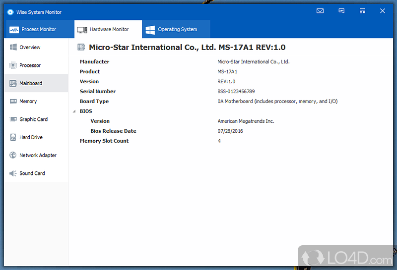 Monitor system resource usage - Screenshot of Wise System Monitor