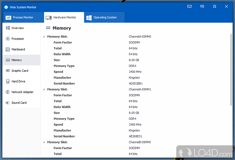 Observing System Status - Screenshot of Wise System Monitor